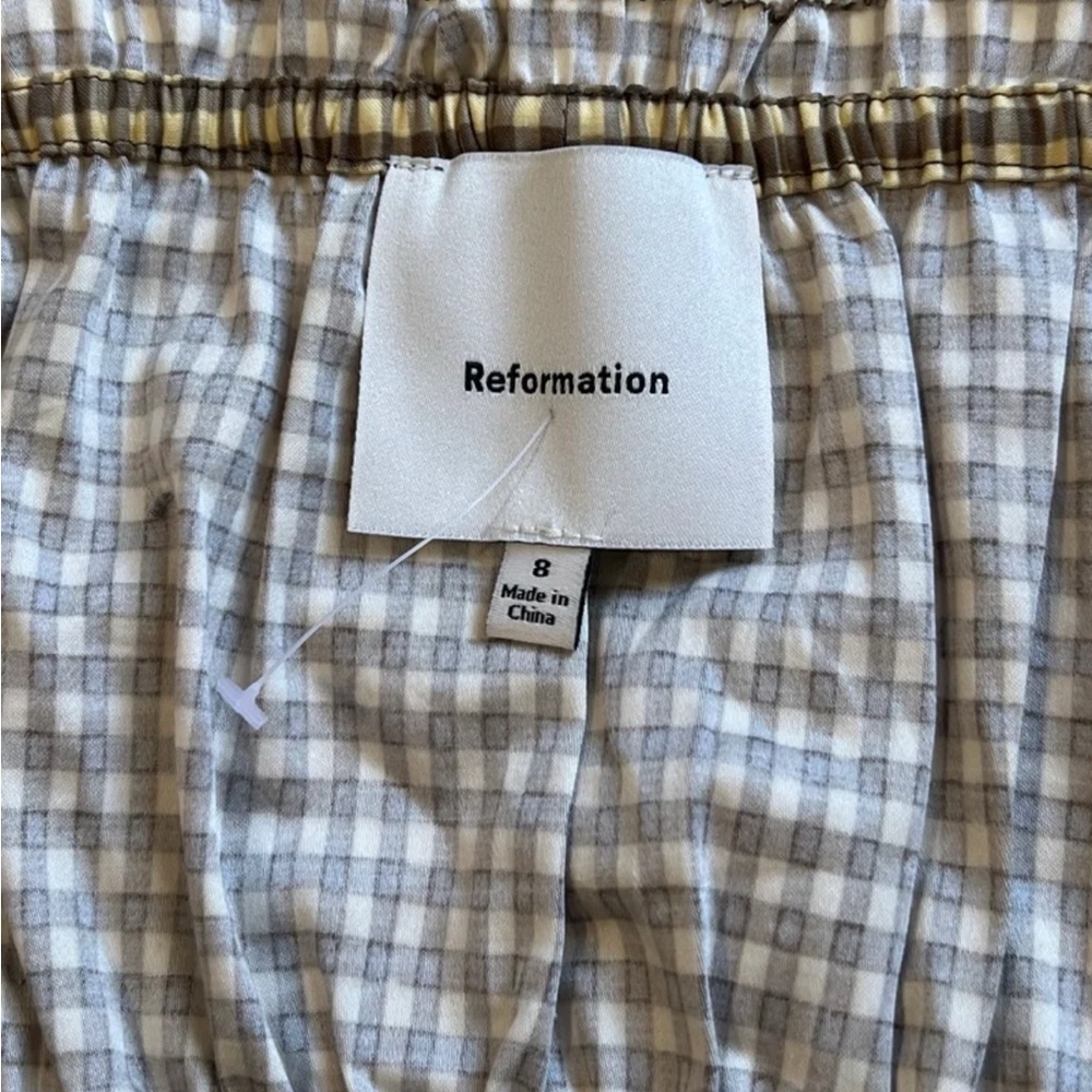 NWOT Reformation Lauryn Gingham Cotton Top Color: Neutral Pattern Sz 8 - Picture 10 of 11